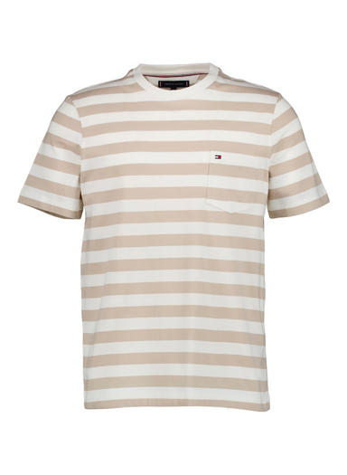 T-Shirt, Regular Fit, Baumwolle, beige gestreift