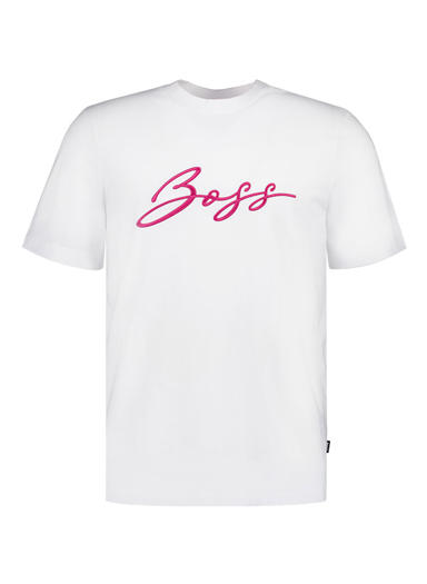 T-Shirt Thompson, Baumwolle, weiß-fuchsia