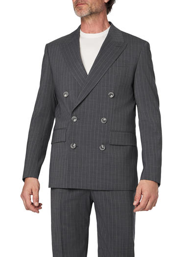 Sakko Ashton, Slim Fit, Schurwoll-Stretch, nadelstreifen grau