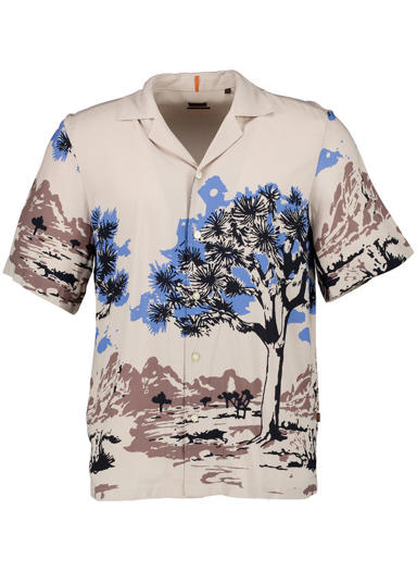 Kurzarmhemd Rayer, Regular Fit, Viskose, beige gemustert