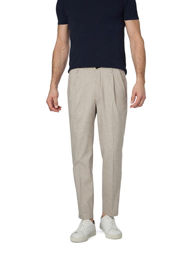 Bundfaltenhose Lead, Loose Fit, Baumwolle-Leinen, cappuccino meliert