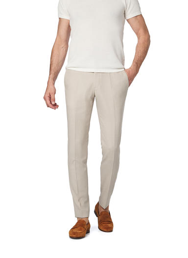 Hose, Extra Slim Fit, Schurwoll-Stretch, hellbeige meliert