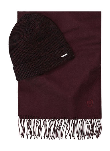 Set, Schal + Mütze, aubergine