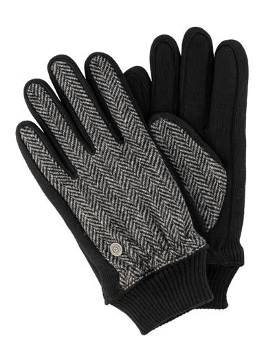 Handschuhe, Material-Mix Fleece gefüttert, schwarz