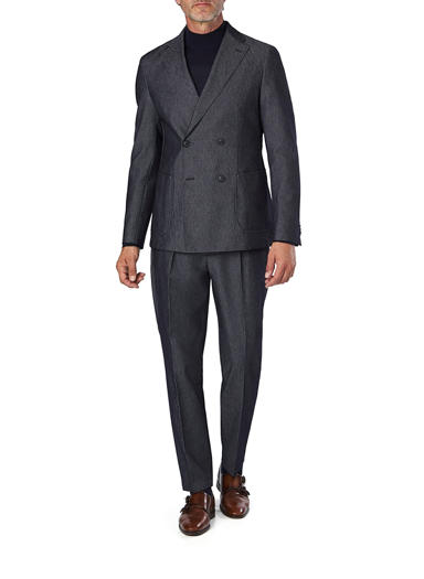 Anzug Hanry-Perin , Slim Fit, Baumwoll-Stretch, dunkelblau meliert