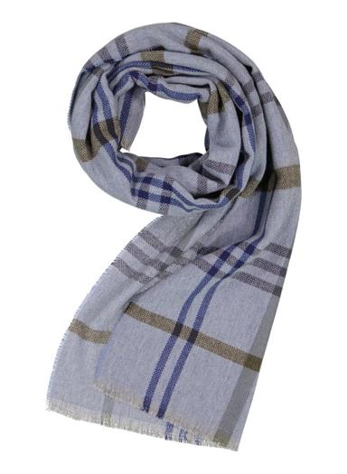 Schal, Reines Kaschmir, blaugrau kariert