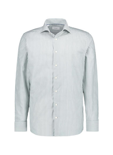 Hemd, Slim Fit, Baumwolle, grün-weiß gestreift