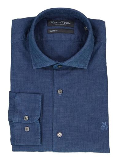 Hemd, Shaped Fit, Bio Baumwolle, indigo meliert