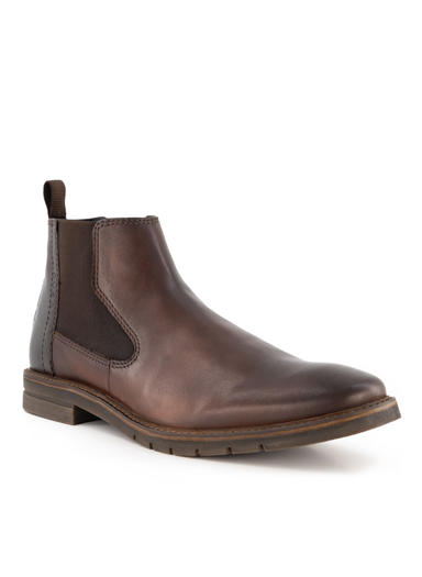 Chelsea Boots, Leder Extraweit, rotbraun