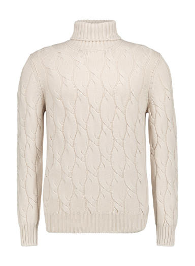 Rollkragenpullover, Schurwolle-Kaschmir, beige