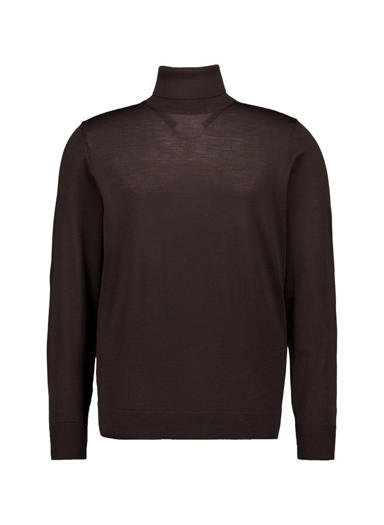 Rollkragenpullover, Merinowolle extrafein, dunkelbraun