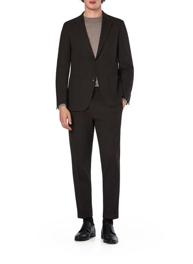 Anzug Arndt-Luis, Slim Fit, Woll-Stretch, dunkelbraun meliert