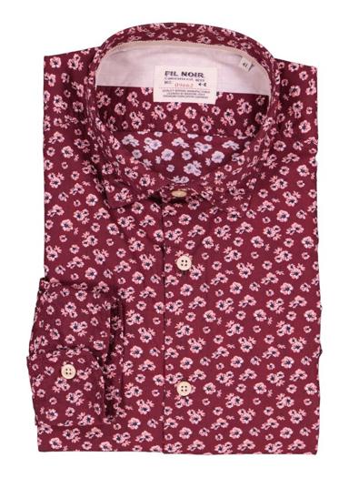 Hemd Treviso, Shaped Fit, Baumwolle, bordeaux floral