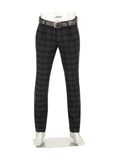 Bundfaltenhose Lou, Regular Fit, Flanell, fuchsia-anthrazit kariert