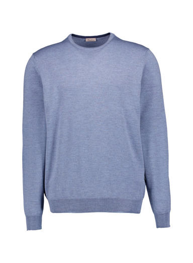 Pullover, Merinowolle extrafein, bleu meliert
