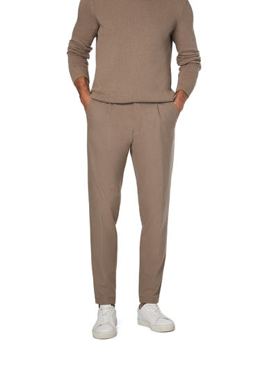 Bundfaltenhose, Mikrofaser-Stretch, beige meliert