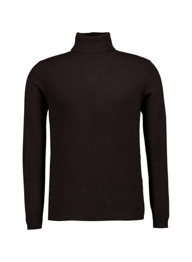 Rollkragenpullover, Merinowolle-Kaschmir, braun meliert