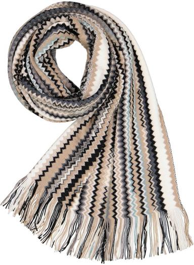 Schal, Schurwolle, beige-salbei-weiß