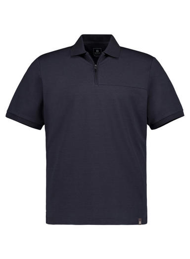 Zip-Polo, Regular Fit, Baumwoll-Piqué, schwarz