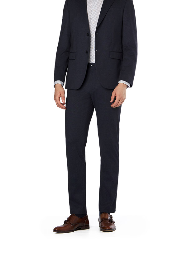 Hose, Modern Fit, Jersey, dunkelblau meliert
