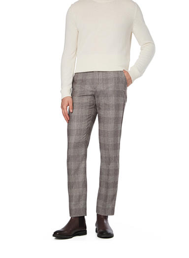 Hose, Schurwolle-Kaschmir, braun-beige kariert