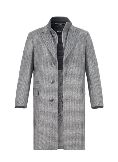 Mantel , Slim Fit, Wolle, grau
