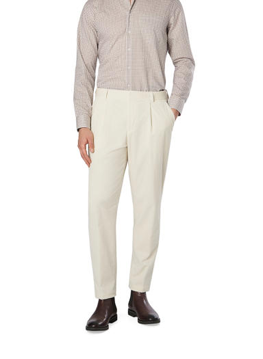 Bundfaltenhose Perin, Cord, ecru