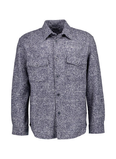 Overshirt, Wolle-Seide, navy kariert