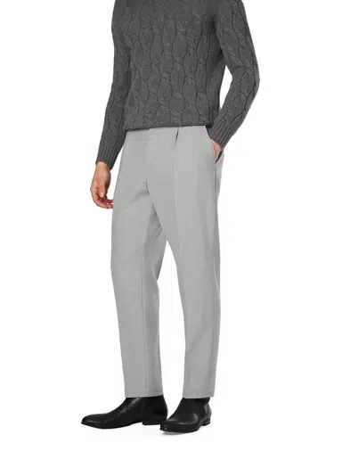 Bundfaltenhose Perin, Mikrofaser, hellgrau meliert