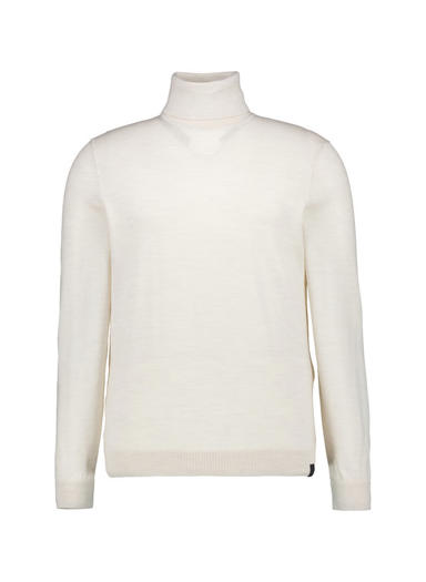 Rollkragenpullover, Merinowolle extrafein, ecru meliert