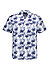 Kurzarmhemd, Leinen-Baumwolle, Revers, dunkelblau floral - duneklblau