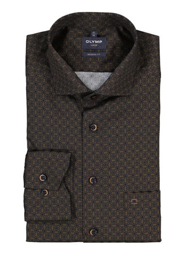 Hemd, Modern Fit, Baumwolle, caramel gemustert