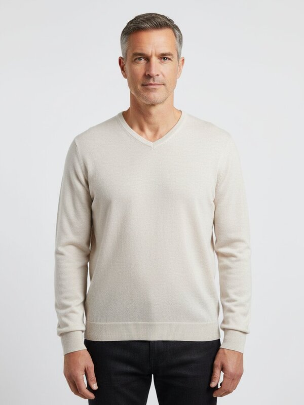 John Smedley V-Pullover Bobby/grey fleece Image 1