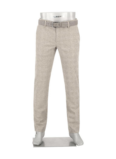 Wool Ceck, Lou, Regular Fit, Woll-Stretch, beige kariert
