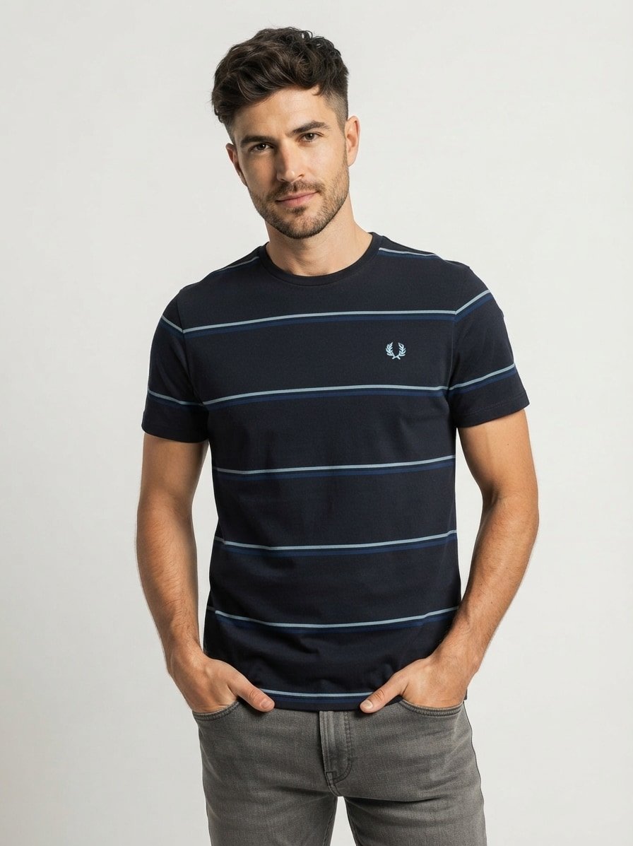 T-Shirt, Baumwolle, schwarz gestreift