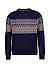Pullover, Alpaka-Schurwolle, navy-beige gemustert - navy