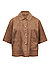 Halbarm-Lederjacke MSRuth in legerer Passform - taupe