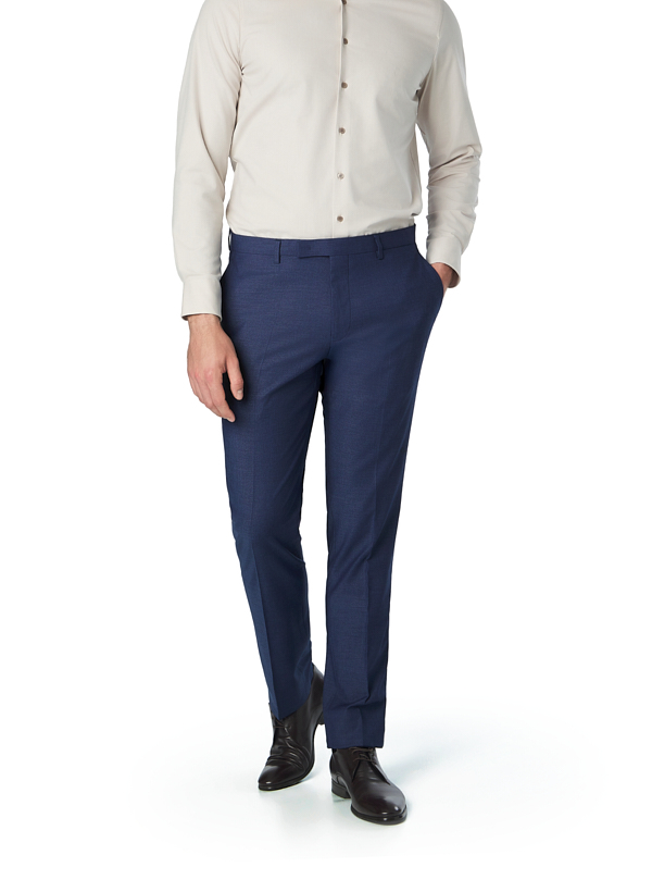 Hose, Shape Fit, Schurwoll-Stretch, dunkelblau meliert