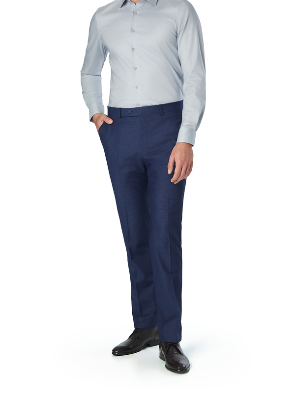 Hose, Modern Fit, Schurwoll-Stretch, dunkelblau meliert