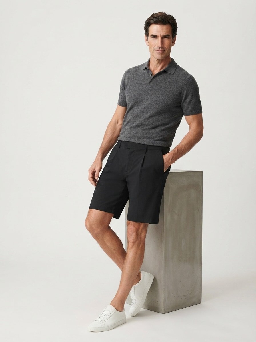 Shorts Kelby, Loose Fit, Leinen-Stretch, schwarz