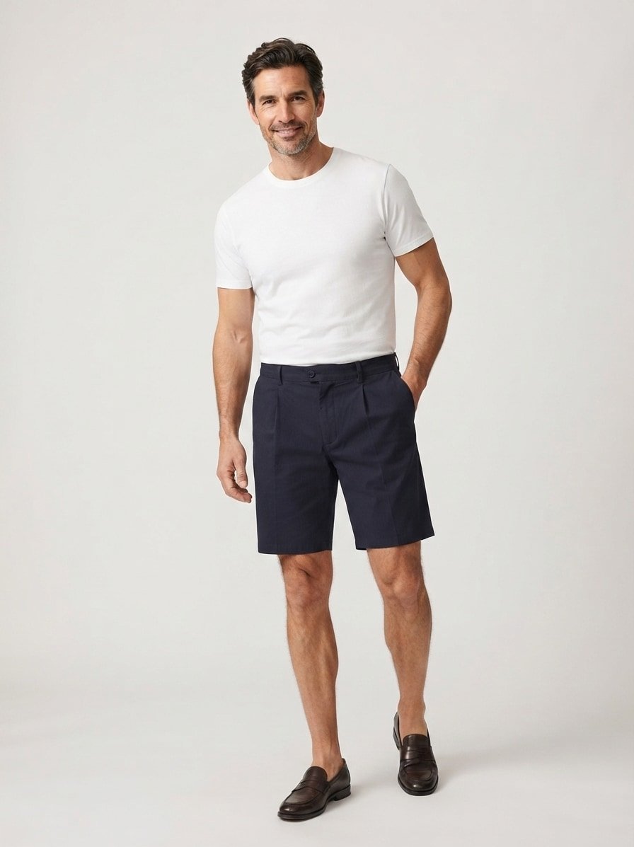 Shorts Kelby, Loose Fit, Leinen-Stretch, dunkelblau