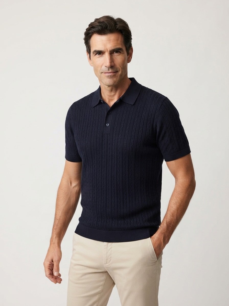 Polo-Shirt Adrian, Strick, dunkelblau