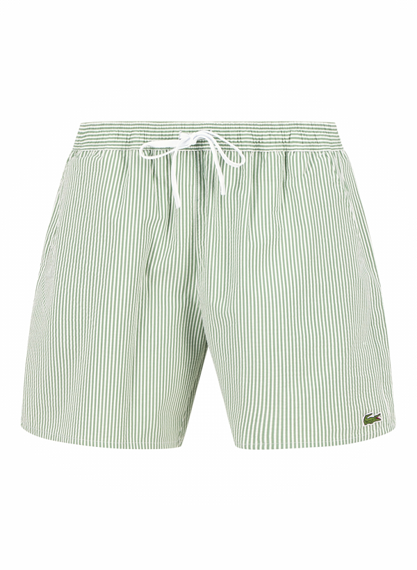 LACOSTE Herren Badeshorts grün Mikrofaser Gestreift