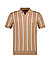 Polo-Shirt Lindo, Leinen-Strick, caramel-beige gestreift - caramel