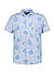 Kurzarmhemd, Baumwolle-Leinen, Piqué, Kent, Brusttasche, blau floral - blau