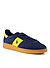 Sneaker, Veloursleder, blau - navy-neongelb
