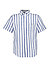 Kurzarmhemd, Regular, Baumwolle-Leinen, Button-Down, Brusttasche, blau gestreift - blau