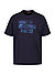 T-Shirt, Bio Baumwolle, Print, dunkelblau meliert - dunkelblau