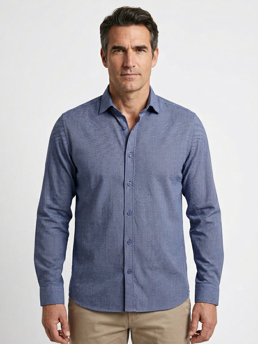 Hemd Roma, Shaped, Baumwolle, Button-Under, blau kariert