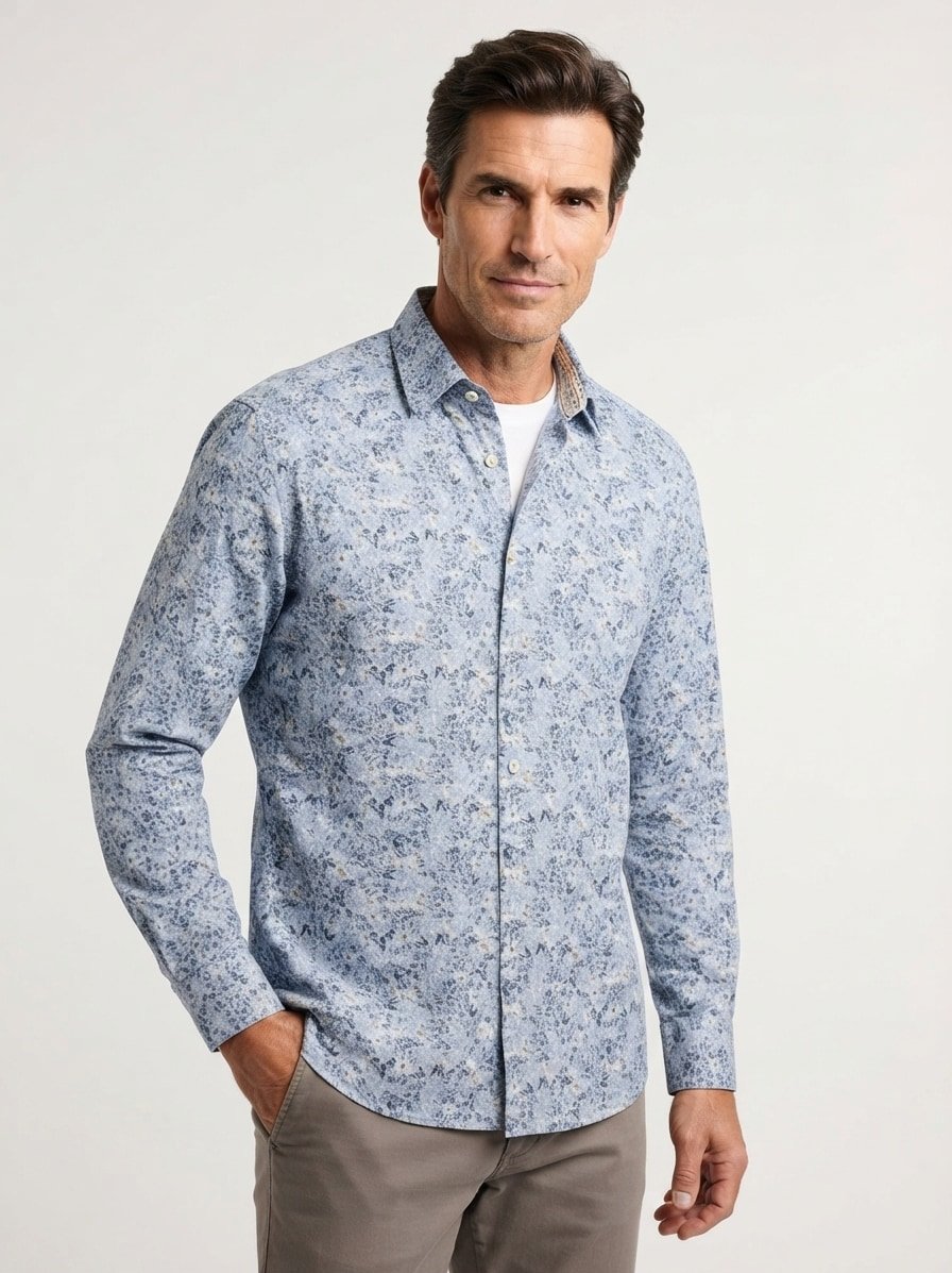 Hemd Milano, Shaped, Baumwolle, Button-Under, aqua floral